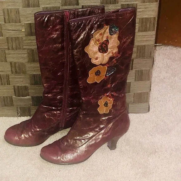 Kenzie Metallic Floral Heeled Boots - Picture 3 of 5